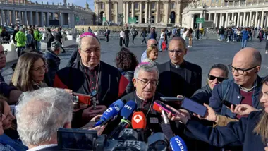 El presidente de la CEE, Luis Argüello, ha explicado los detalles de la reunión con el Papa. Foto: Libertad Digital.