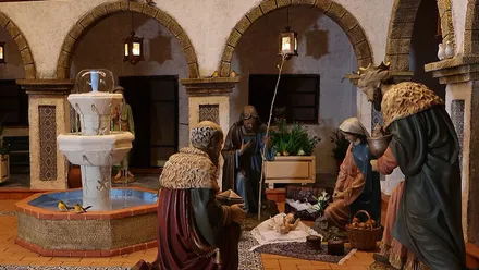 Reyes Magos en la Adoración al niño en un Belén en Chiclana.