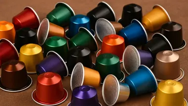 Diferentes cápsulas de café de colores.