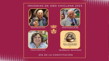 Cuatro imágenes con los rostros de las personas galardonadas con la Insignia de Oro de Sevilla.