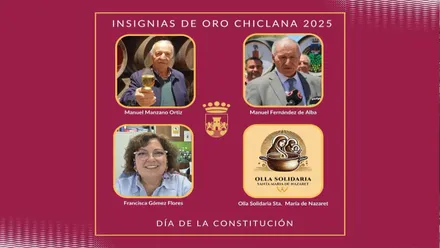 Cuatro imágenes con los rostros de las personas galardonadas con la Insignia de Oro de Sevilla.