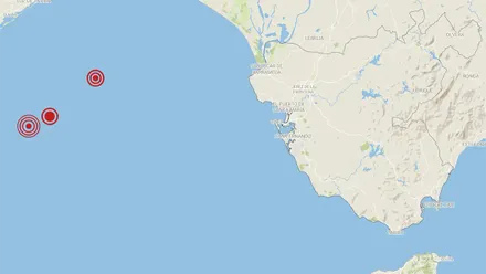 Ubicación de los tres terremotos registrados en menos de 24 horas en el Golfo de Cádiz. Fuente: IGN.
