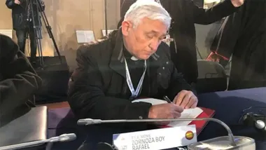 El todavía obispo de Cádiz, Rafael Zornoza en una reunión de la Conferencia Episcopal. Foto: Vatican Media.