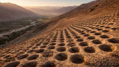 Vista de los agujeros en el Monte Sierpe.