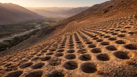 Vista de los agujeros en el Monte Sierpe.