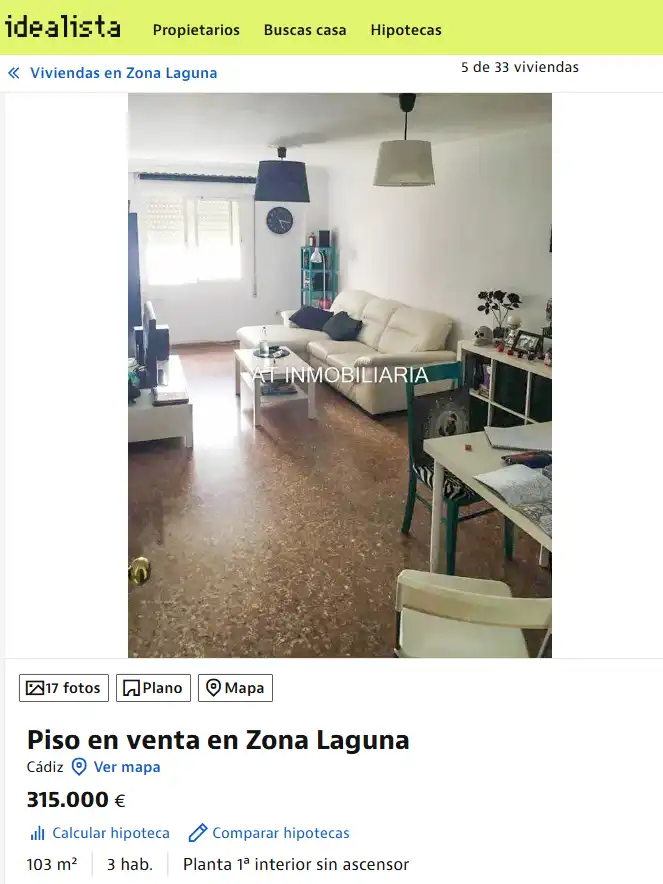 Uno de los anuncios en na web especializada en la zona de La Laguna por algo más de 300.000 euros.