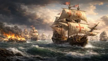 Diferentes galeones que formaban la Armada Invencible.