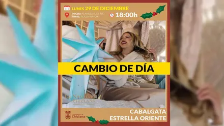 Cartel anunciando que se retrasa la salida de la Estrella de Oriente en Chiclana.