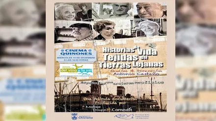 Cartel del evento con fotografías en blanco y negro de rostros de personas.