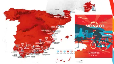 Mapa de España en rojo con las etapas de la Vuelta Ciclista a España 2026.