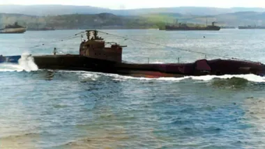 Submarino francés frente a las costas de Cádiz.