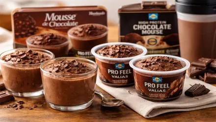 Envases con mousse de chocolate.