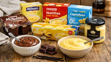 Envases y tetrabriks de natillas.