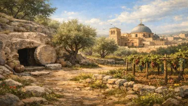 Sepulcro de tiempos de Roma con piedra circular de acceso al mismo.