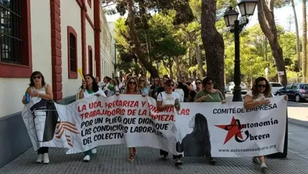 Una de las protestas de las trabajadoras de limpieza de la UCA