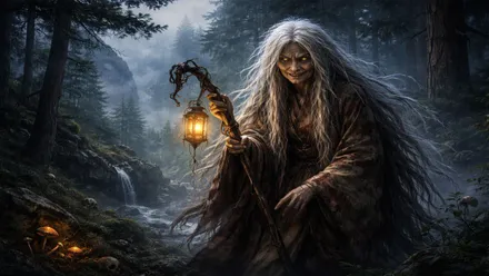 Yamauba con aspecto que da miedo.