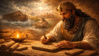 Un sacerdote escribiendo historias que luego replicó el Cristianismo como el Diluvio Universal o Moisés.