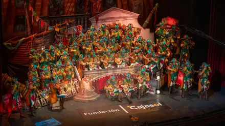 El coro 'El Sindicato' durante su actuacion en esta segunda preliminar del COAC 2026. Foto: José María Reyna.