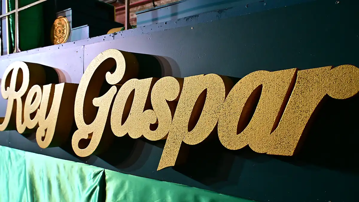 Detalle de la carroza de Gaspar con su nombre. Foto: Eulogio García.