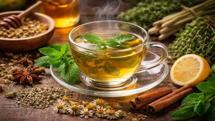 Manzanilla en una taza.