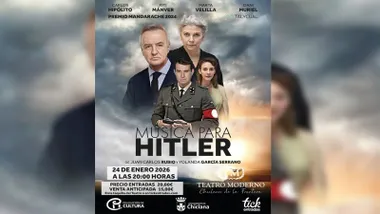 Intérpretes en el cartel de la obra de teatro "Música para Hitler".
