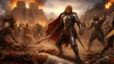 Pirámide ardiendo y una guerra a sus pies.