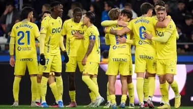Los jugadores del Cádiz celebran el que era el 1-1- en Riazor. Foto: Cádiz CF.