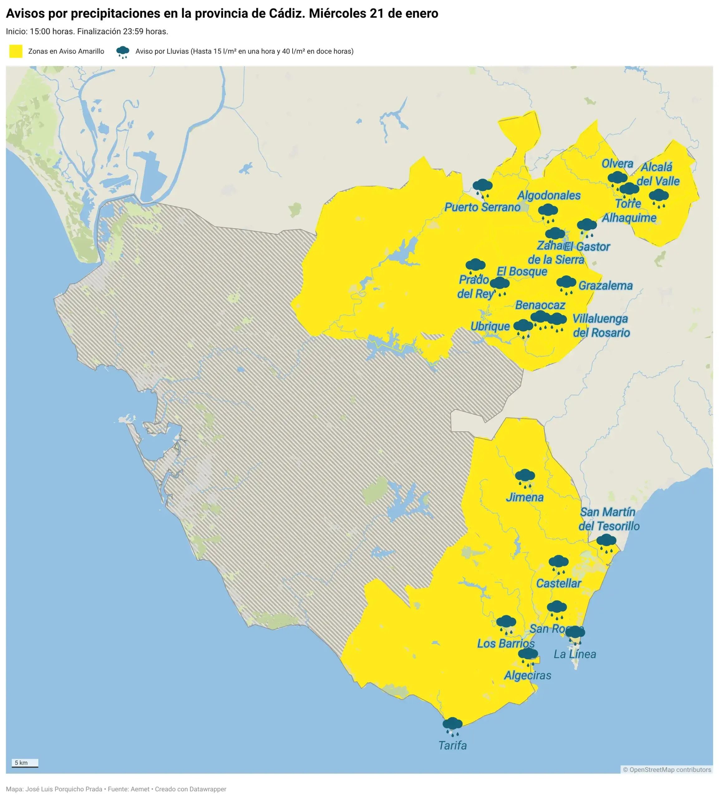 Comienza una semana de lluvias intermitentes y ambiente fresco en la provincia de Cádiz