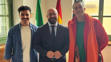 Posado del alcalde Germán Boardo, David Calleja y Jesús Manuel Selma Martín-Murga "El Melli del Puerto".