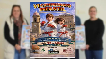 Niños dibujados en el cartel del VI Campeonato Infantil de Kárate.