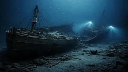 Pecio del Western Reserva partido en dos en el lecho del Lago Superior.