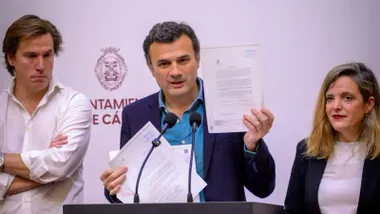 El alcalde de Cádiz, Bruno García, durante la rueda de prensa de la Junta de Gobierno.