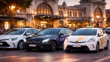 Coches de VTC y taxis en distintos colores.