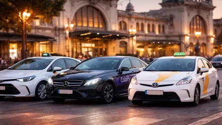 Coches de VTC y taxis en distintos colores.