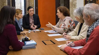 Reunión en el Ayuntamiento de San Fernando con AFA Vitae, en una mesa. Preside la alcaldesa Patricia Cavada.