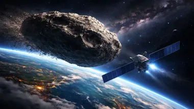 El Apophis en aproximación a la Tierra. Recreación.