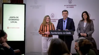 El alcalde de Cádiz, Bruno García, durante la rueda de prensa posterior a la Junta de Gobierno Local.