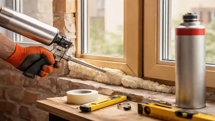 Espuma hinchándose en una ventana.