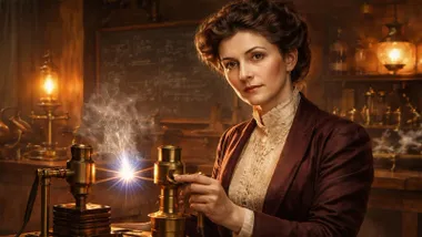 Hertha Ayrton en su laboratorio experimentando con el arco eléctrico.