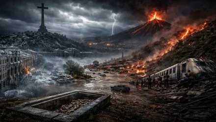 Terremotos, descarrilamiento de trenes, erupciones, todo en España.