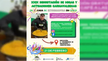 Cartel de la “XXIX DEGUSTACIÓN DE MIGAS Y ACTUACIONES CARNAVALESCAS”.