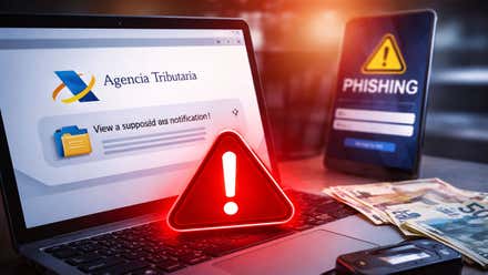 Ordenador con una señal de alerta de pishing.