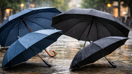 Paraguas negros abiertos.