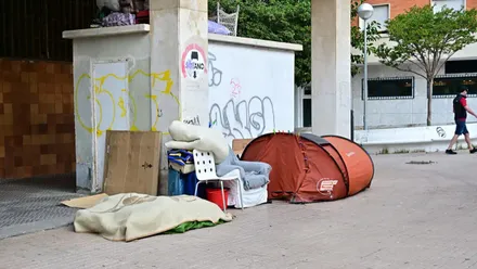 Pertenencias de una persona sin hogar en Cádiz