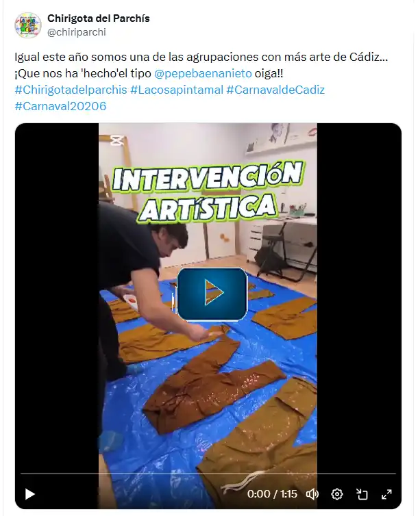 'La cosa pinta mal'… pero con mucho arte: la Chirigota del Parchís se convierte en una obra de Pepe Baena andante