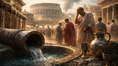 El coliseo con los ciudadanos romanos y elementos comunes de plomo.