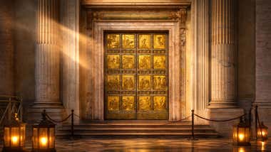 Paneles de bronce de la Puerta Santa del Vaticano, en la Basílica de San Pedro.