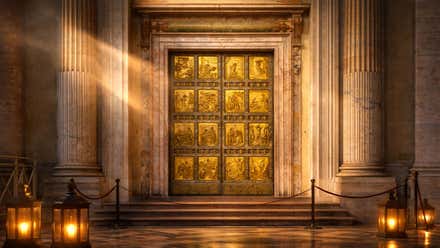 Paneles de bronce de la Puerta Santa del Vaticano, en la Basílica de San Pedro.