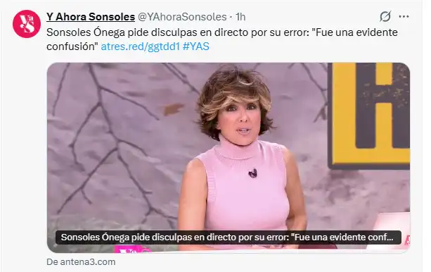 Las disculpas de Sonsoles Ónega tras "los lados del Puente Carranza inundados": “Dios tenga en su gloria a quien le ha parecido un error imperdonable”