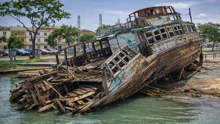 Estructura del Vaporcito colapsado por el peso temporal de lluvias.